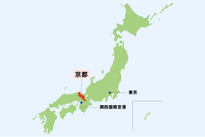 京都の位置を示す日本地図