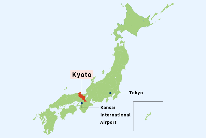 京都の位置を示す日本地図